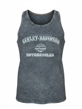 Authentic Harley-Davidson Hawaii Washed Charcoal Gray Graphic Muscle Tank Large